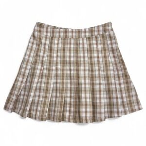 Mable Brown Plaid‎ Pleated Mini Skirt Size S School Girl Fall Skirts
